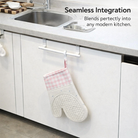 Kitchen Towel Rack, Stainless Steel Over The Door Hanger for Bathroom, Punch-Free Storage Solution for Homeowners, Versatile Drying Shelf for