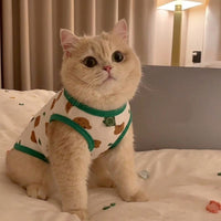 Small Dog Vest and Cat Vest Tank Top, Polyester Thin Pet Vest with Fruit Print, Anti-Shedding Dog Vest for Ragdoll and British Shorthair Cats
