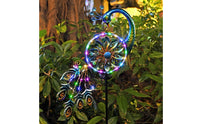 Waterproof Solar Peacock Wind Twirler Weather Resistant Peacock Garden Stake Lamp Decorative LED Solar Yard Twirler Light Easy to Install for Lawn