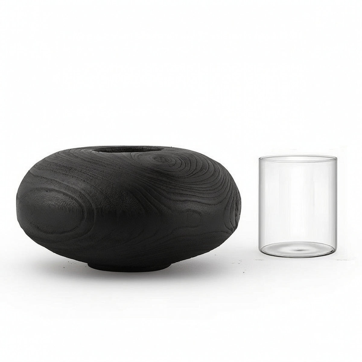 Vase with Glass Cup Soilless Growing Vase Sculptural Oval Bowl for Tabletop