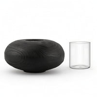 Vase with Glass Cup Soilless Growing Vase Sculptural Oval Bowl for Tabletop