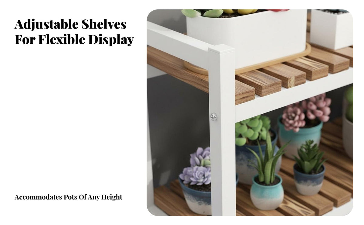 Space-Saving Tiered Planter Stand Strong Load-Bearing Multi-Tier Slatted Rack Stable Construction Plant Holder Large Capacity for Home Decorators, Homeowners, Apartment Dwellers, Balcony, Living Room, Windowsill, Bedroom