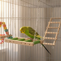 Textured Hanging Bird Ladder Natural Bird Ladder with Chains Long-Lasting Toy Sturdy for Small Birds, Parakeets, Budgies