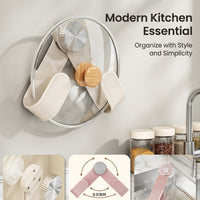 Wall Mounted Pot Lid Holder No Drill, Suction Cup Organizer for Kitchen, Rack Storage for Home Cook, with Rotating Design