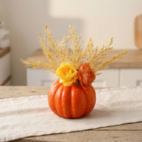 Fall Artificial Pumpkin Centerpiece Harvest Pumpkin with Flowers Autumnal Tabletop Decor Seasonal for Thanksgiving