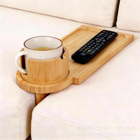 Solid Wood Sofa Gap Tray with Cup Holder and Remote Storage
