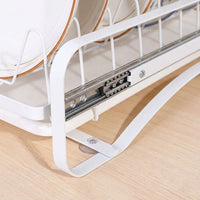 Drawer-Type Dish Drying Rack, Dish Drainer, Carbon Steel, Powder Coating, White, For Small Kitchens, Single Living, 20x10cm
