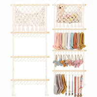 Wall-Mounted Hairband and Headband Storage Rack with Clips for Girls' Room Decoration