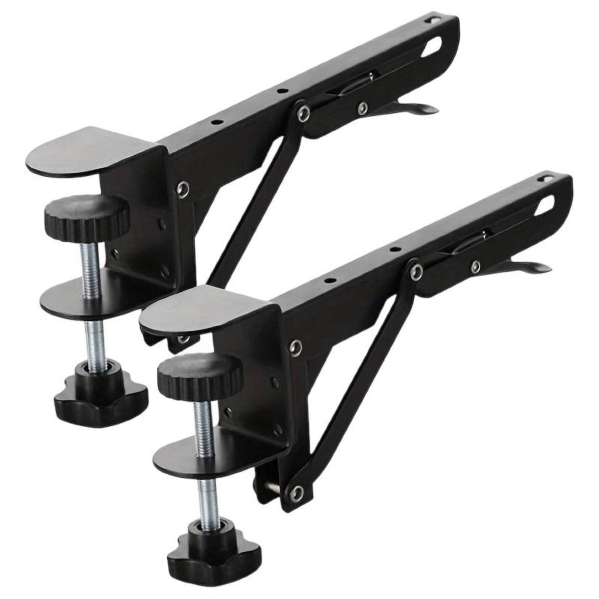 2 Pieces Under Desk Keyboard Tray Support Bracket Adjustable Desk Bracket with Clamp Heavy-Duty Tray for Telecommuters