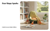 Pear Shaped Chair Wide Comfortable Seat Cushi Single D Fruit Armchair Non-Slip Bottom Kids Cartoon Sofa for Young Children, Teens, Reading Corner