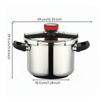 Gas and Induction Compatible Stainless Steel Pressure Cooker Multiple Safety Features Stainless Steel Pressure Pot Even Heat Distribution Single-Hand Opening Cooker Anti-Scald Handles for Home Cooks, Families
