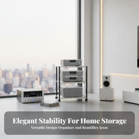 Sturdy Steel Frame Home Theater Component Rack Heavy Duty Stereo Equipment Stand Ventilated-Air Design Multi-Tier Amplifier Stand Space Saving for Audiophiles, Living Room