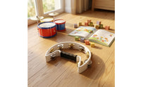Hand Held Semicircular Tambourine Compact Handheld Tambourine Portable Percussion Hoop with Bells Easy to Use for Singers, Students, Stage, Karaoke, Classroom