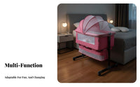 Multi-Functional Design Bedside Sleeper Bassinet Lockable Wheels Rolling Bedside Bassinet Adjustable Height Baby Cradle Rocking Mode for Newborns, Infants, New Parents, Bedroom, Travel, Living Room, Indoors