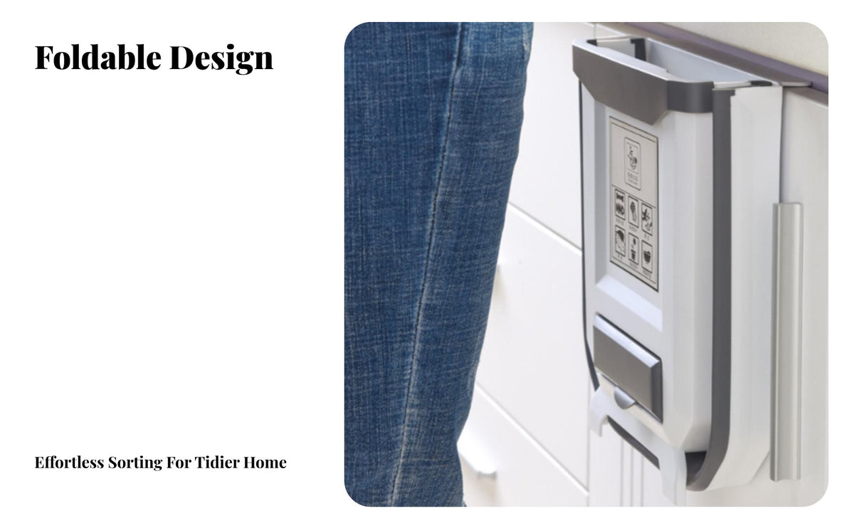 Foldable Hanging Trash Can Space Saving Foldable Cabinet Trash Bin Large Capacity Foldable Garbage Bin for Home Cooks, Homeowners, Car, Restroom