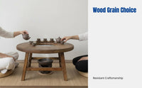 Elm Wood Tea Table, High-End Chinese Design, Sturdy Round Table, Multi-Functional Hot Pot Table for Living Room