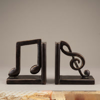 Music Note Bookends Compact Decorative Bookends Space-Saving Book Holders for Readers, Bookshelf