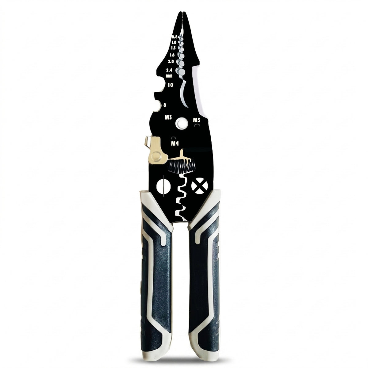 Insulated Handles Wire Stripping Plier Size Markings Wire Stripping Pliers Spring-Loaded Multi-Function Cable Cutter Allall-in-One for Electricians