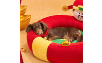 Winter Pet Bed Thick Padded Animal Bedding Festive