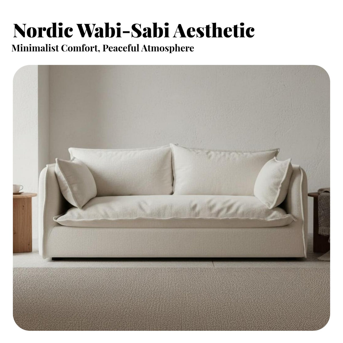 Removable and launderable Cover Two-Seater Fabric Settee Wabi-Sabi design 2-Seater Loveseat Minimalist Design Sofa Comfortable paddings for Small Apartment Dwellers, Guesthouse managers, Living Room, Bedroom, Reception Area, off-whiteice
