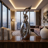 Abstract Human Figure Sculpture Tall Polished Abstract Figure Narrow Desk Ornament for Living Room