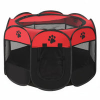 Breathable Mesh Foldable Feline Birthing Pen Zippered Door Octagon Feline Pen Soft-Sided Portable Pet Tent Indoor Outdoor Use for Cats, Newborn Kittens, Nursing, Breeding