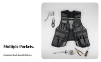 Multi-Compartment Tool Vest All Seasons Reflective Construction Vest Wear-Resistant Workwear for Electricians, Technicians, Job Site, Workshop