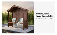 Wooden Tea House Solid Wood Thatched Roof Gazebo Rustic Design Japanese Design Pergola for Homestay Managers, Homeowners, Courtyard, Backyard, Patio