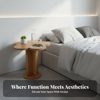 Minimalist Design Pedestal Side Table Natural Wood Look Petal-Shaped Side Table Compact Household Furniture Versatile for Apartment Dwellers, Interior Designers, Living Room, Bedroom, Small Areas, Entryway