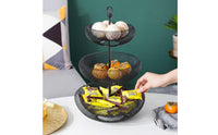 Nordic Design Tiered Fruit Basket Ventilated Airflow Metal Fruit Bowl Stand Rust-Proof Countertop Snack Holder Hand-Welded for Office, Parties