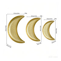 3 Pieces Curved Moon Tray Set Raised Edges Moon-Shaped Metal Tray