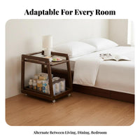Multi-Functional Curved designd over-Couch Table with Shelves Space-Saving Design Curved designd Rolling Table Easy to Assemble Indoor Furniture Rounded Corners for Home Office Workers, Apartment Dwellers, residents, Living Room, Bedroom, Small areas