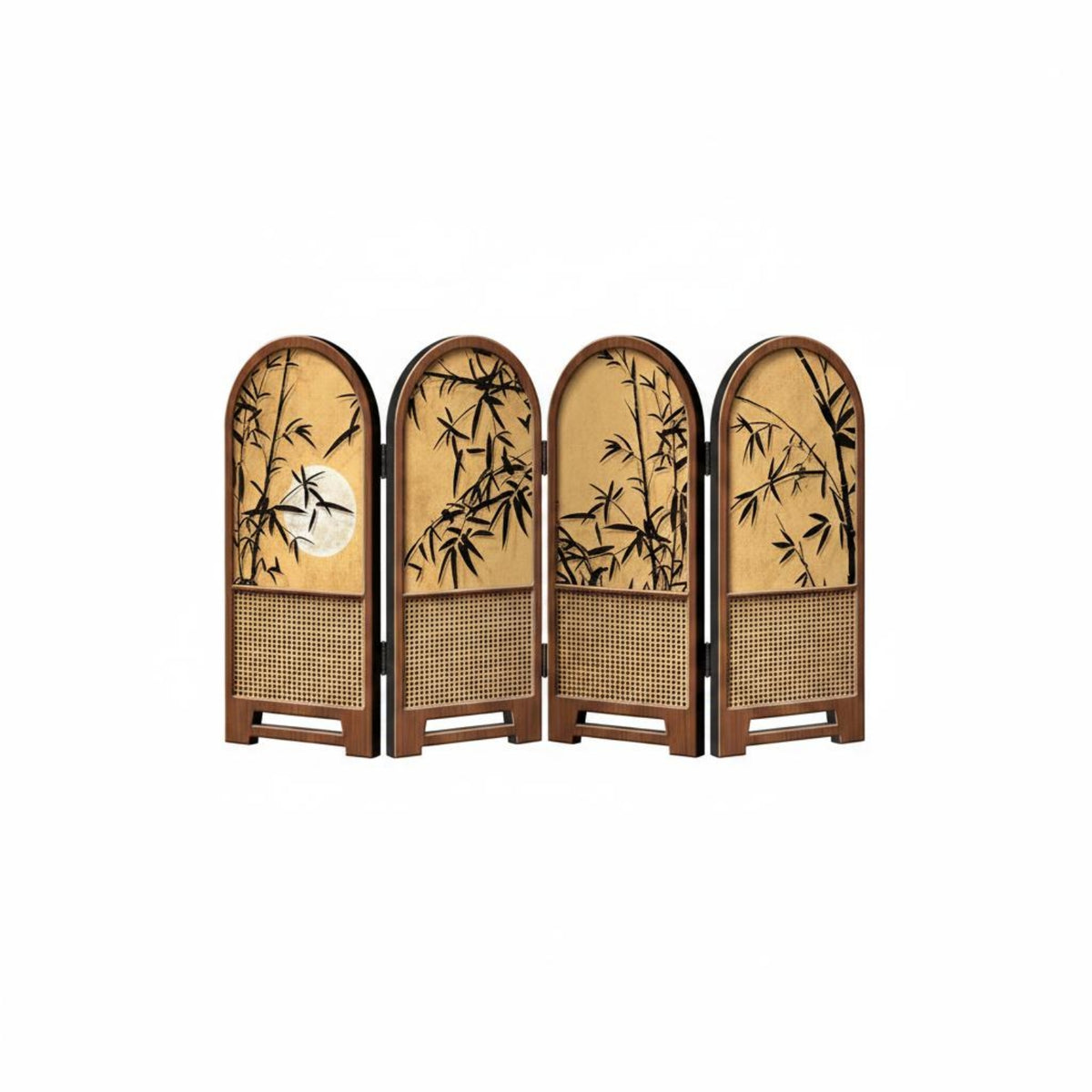Vintage Design Folding Screen Ornament Elegant Bamboo Folding Screen Compact Tabletop Bamboo Divider Portable for TV Cabinet