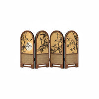 Vintage Design Folding Screen Ornament Elegant Bamboo Folding Screen Compact Tabletop Bamboo Divider Portable for TV Cabinet