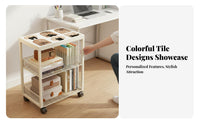 Movable Rolling Book Cart Space-Saving book cart Lockable Casters Mobile Storage 360° Rotating casters for Students, Home Organizers, educators, Under Desk, Study Room, Classroom, Bedroom