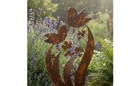 Bird and Wildflower Yard Stake Outdoor Use Avian Figure Stake Weather-Resistant