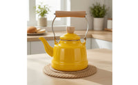 Enamel Tea Kettle Enameled Teapot with Wood Handle Induction-Safe for Kitchen