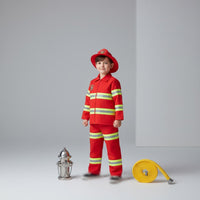 With Accessories Kids Fireman Uniform Educational Firefighter Costume Set Reflective Stripes Children's Apparel for Halloween, Parties