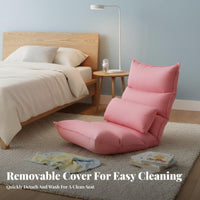 Removable and Cleanable Cover Adjustable Floor Lounger Support Foldable Padded Chaise Lounge Ergonomic Design spinerest Pillow No Assembly Required for Nursing Mothers, Students, Bay cozy area, On the Bed, Living Room, Small Apartments