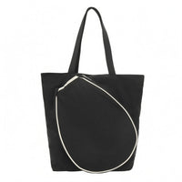Teardrop Front Pocket Shoulder Tote Bag Contrasting Trim Textile Tote Bag Hand Carry