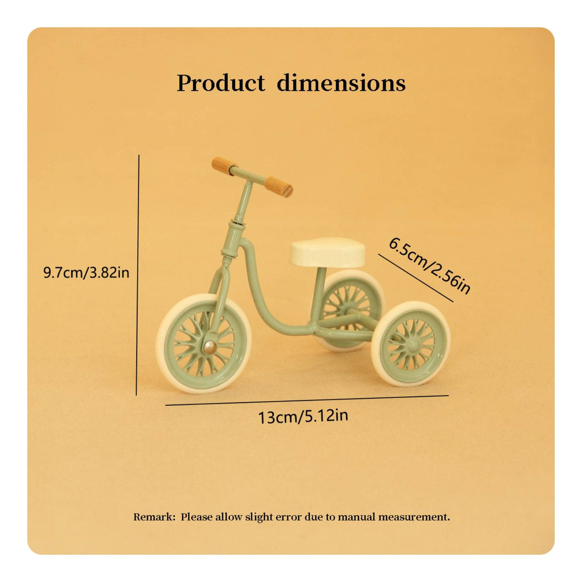 Decorative 1/12 Scale Tricycle Detailed Design 1:12 Scale Tricycle Fine Workmanship Dollhouse Nursery Toy Artistic for BJD Owners