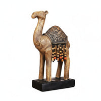 Resin Camel Figurine Southeast Asian Wooden-Style-Look Camel Decor Fine Workmanship for TV Stand, Living Room
