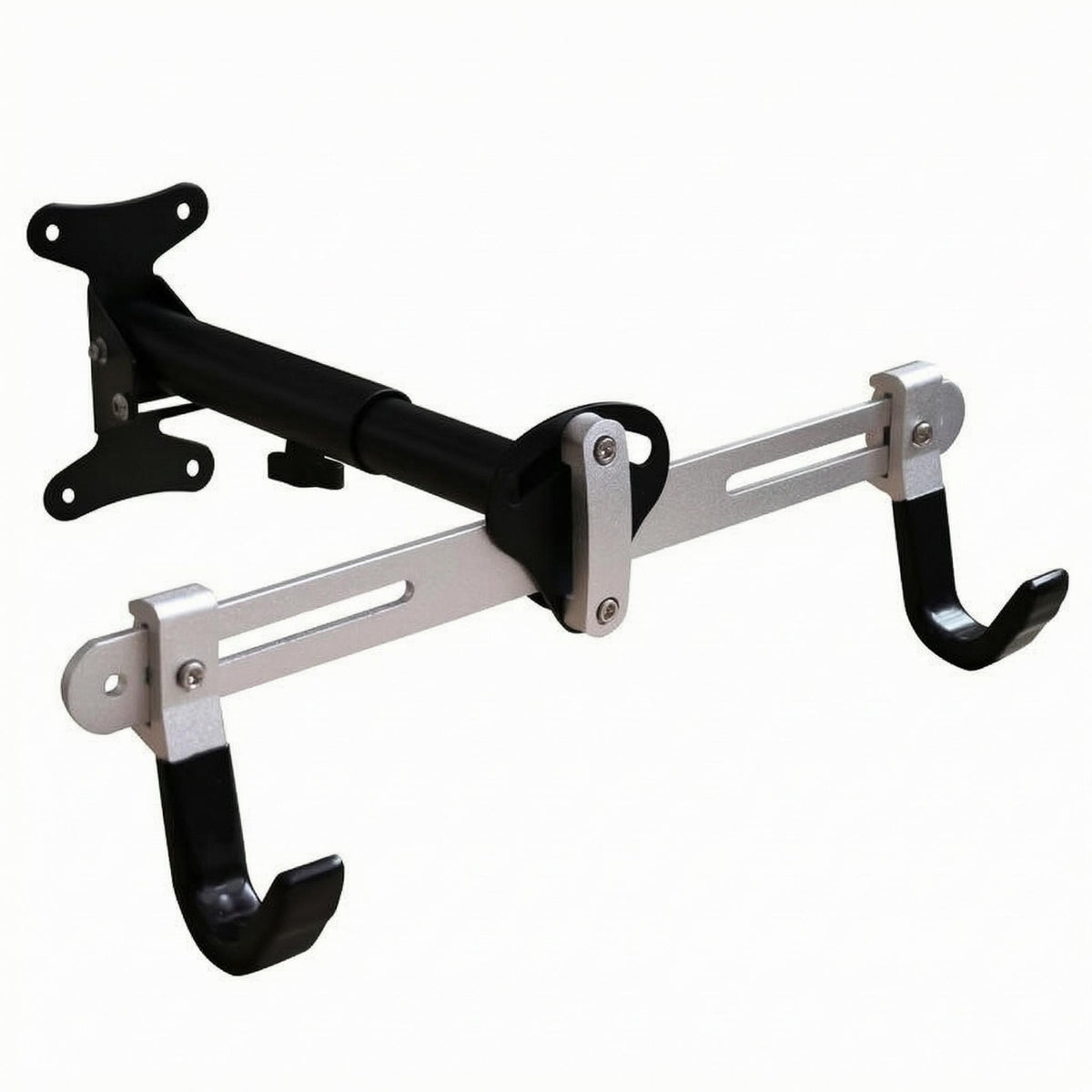 Wall-Mounted Bike Rack Black and Silver Two-Wheeler Wall Hanger Heavy Duty