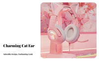 Cat Ear Gaming Headset Built-in Control Gaming Headphones with Detachable Cat Ears Multi-System Compatibility Wired Headset with Audio Input Device