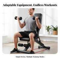 Multi-Functional Adjustable Weight Bench Full-Body Workout Adjustable Utility Bench with Pulley Sturdy Construction Weightlifting Chair Comfortable Padding for Home Gym Users, Men, Adults, Strength Training, Muscle Building, Garage
