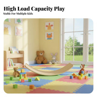 Polished Rounded Edges Kids Seesaw Board Long-Lasting Natural Wood Wooden Balance Board High Weight Capacity Child-Centered Rocker for Toddlers, Indoor, Playroom