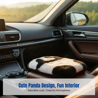 Car Armrest Pad, Plush Panda Cartoon, Universal Thickened Console Pad, Cute Winter Accessory, Soft Raised Support