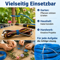 Green Craft Wire 1.5mm, 1000m Flexible Flower Wire, Coated Binding Wire for Plants, Sturdy Tension Wire for Garden