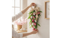 Floral Teardrop Swag with Burlap Bow Faux Teardrop Swag with Burlap Bow Realistic Hanging Flowers for Brides, Wall Decor, Wedding