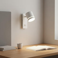 Built-in Switch Wall Lamp with Reading Light Modern Design Bedside Reading Light Adjustable Head Rotatable Wall Sconce Space Saving for Hotel, Study